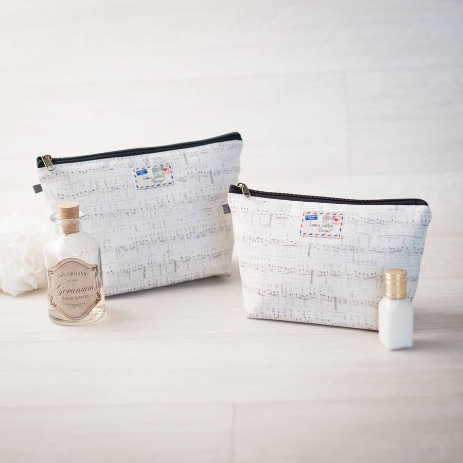 music note musical gift makeup toiletry wash bag by lovely jubbly