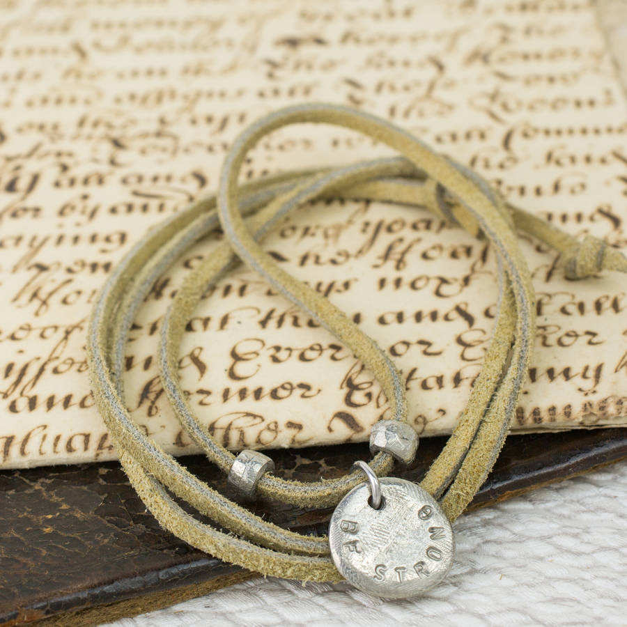 personalised disc suede wrist wrap or necklace by one80