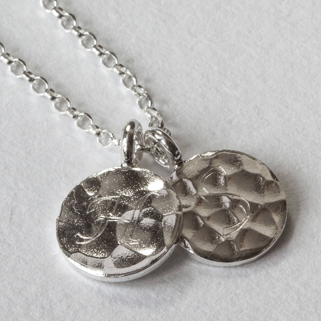 sterling silver personalised hammered necklace by the jewellery
