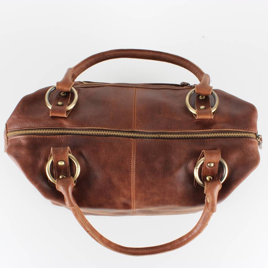 brown leather handbag zip tote by the leather store | www.bagssaleusa.com