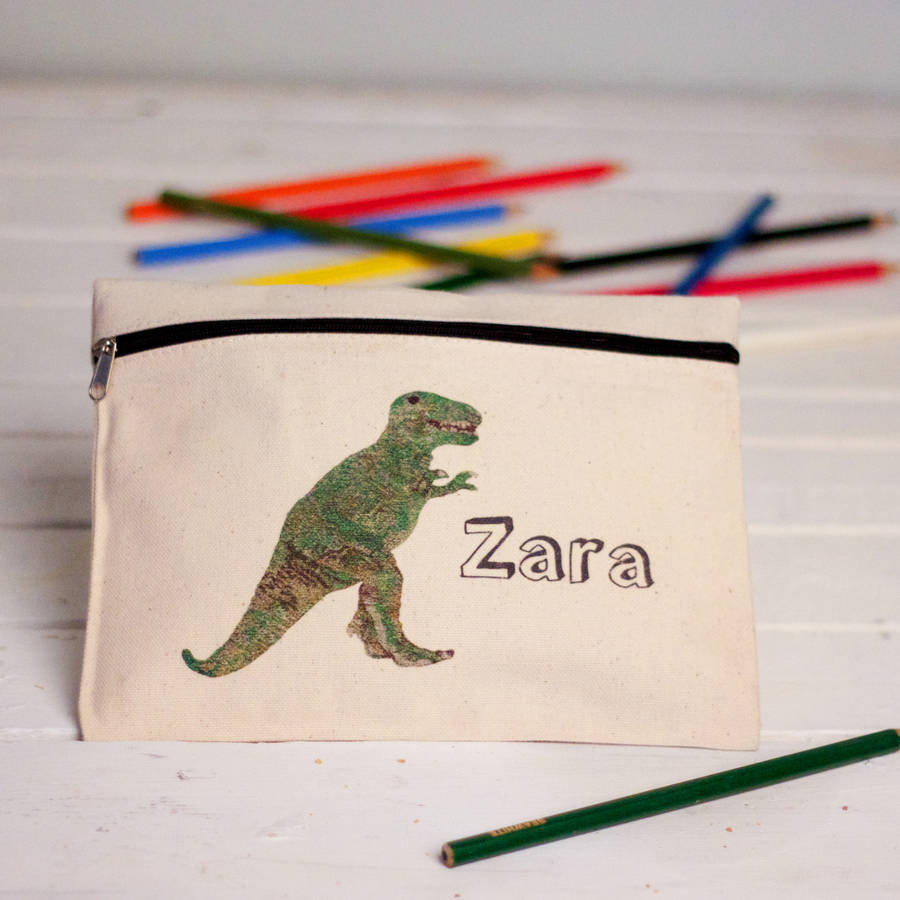 personalised dinosaur pencil case by snapdragon
