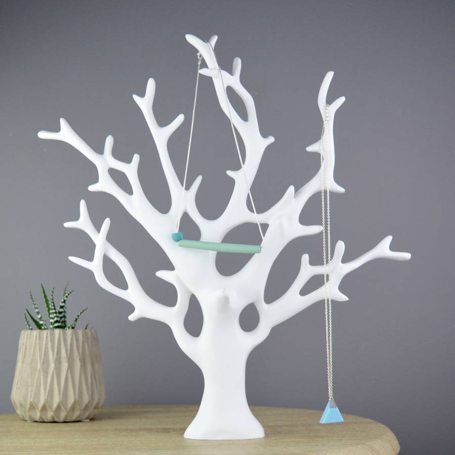 personalised necklace stand white coral jewellery tree by not a