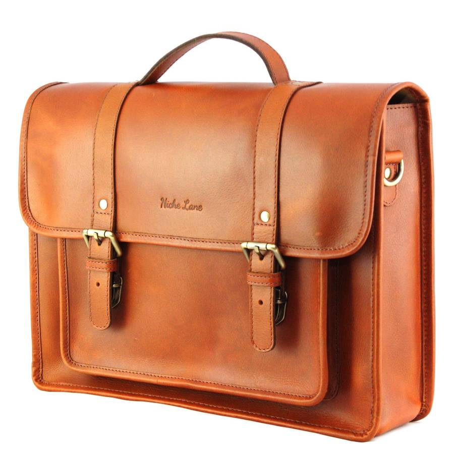 classic leather satchel bag by niche lane