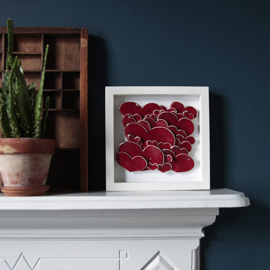 love hearts ceramic wall art by karoart , the clay fable