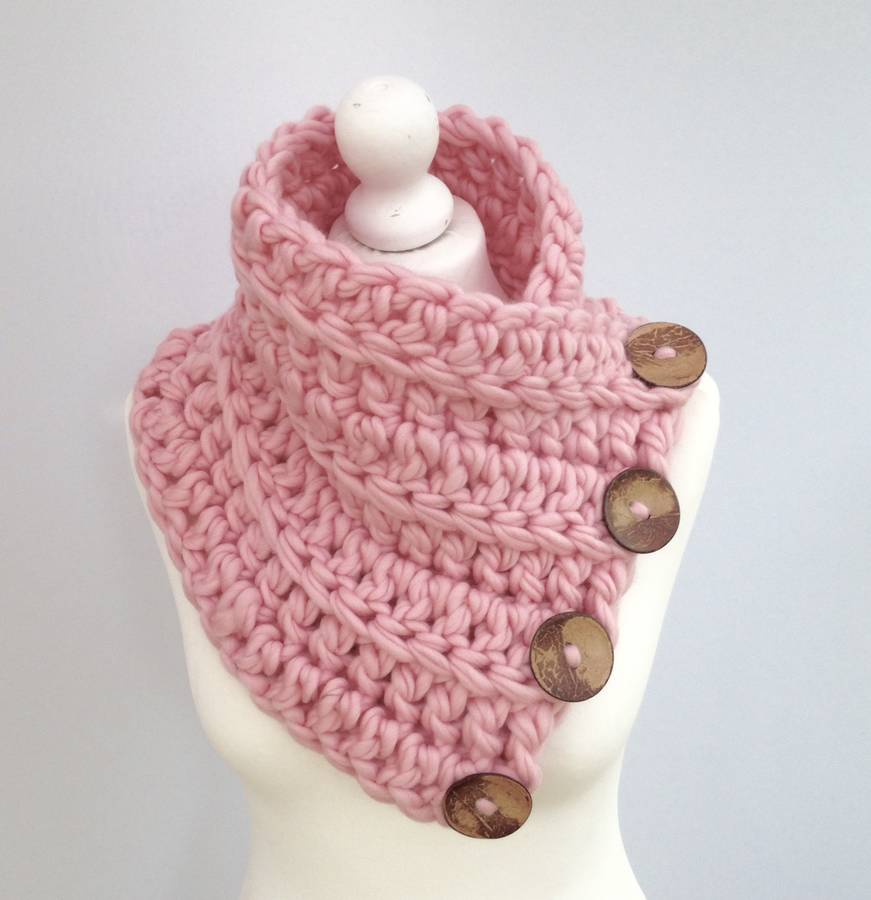 Chunky Button Scarf Cowl By Wool Couture 