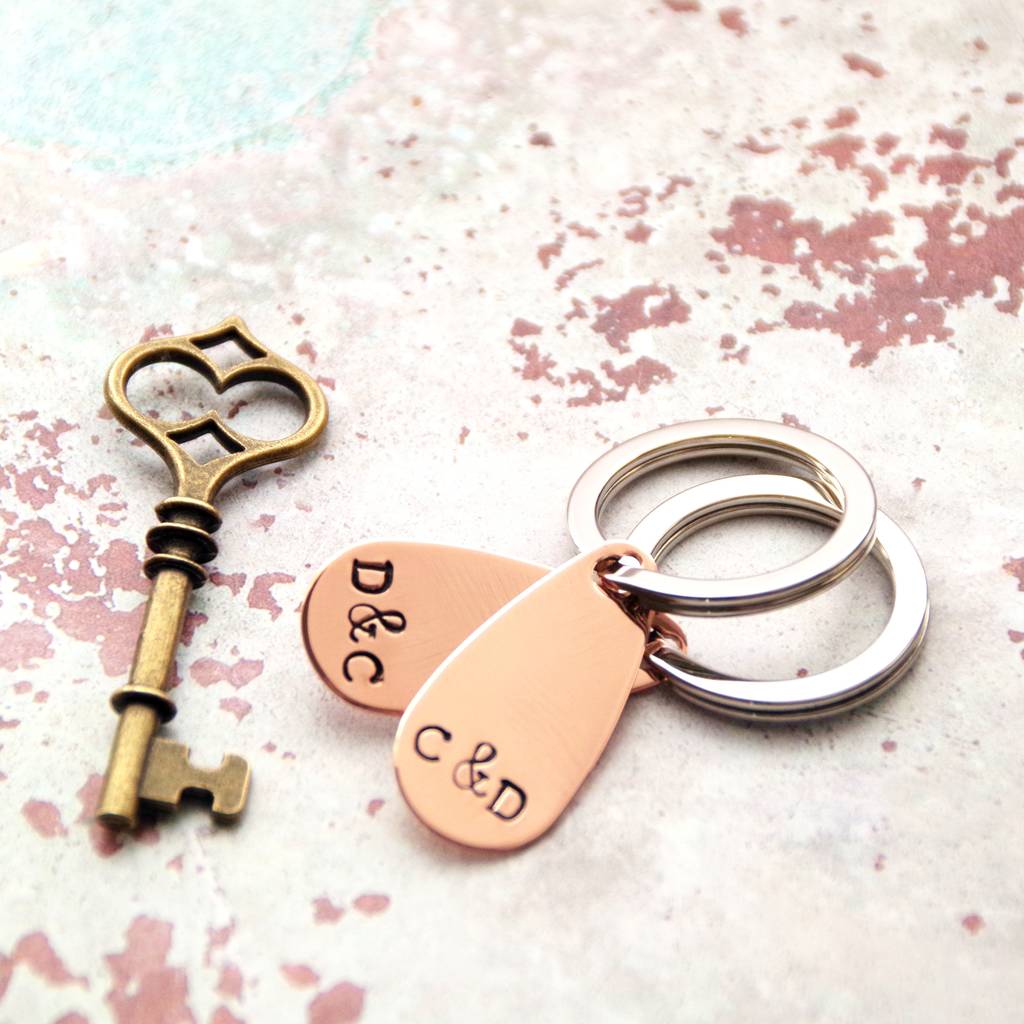 personalised copper keyring set by the english shipmate