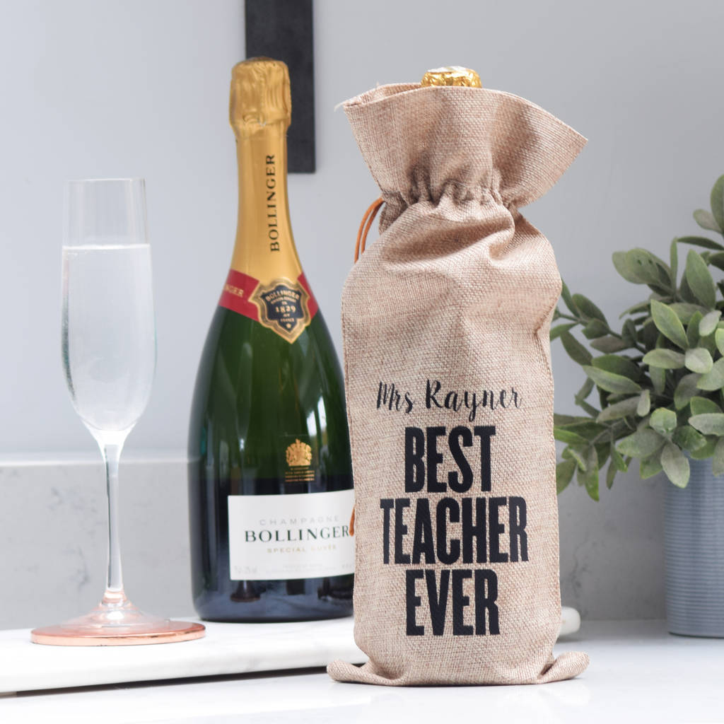 Personalised Best Teacher Wine Bottle T Bag By Pushka Home 0532