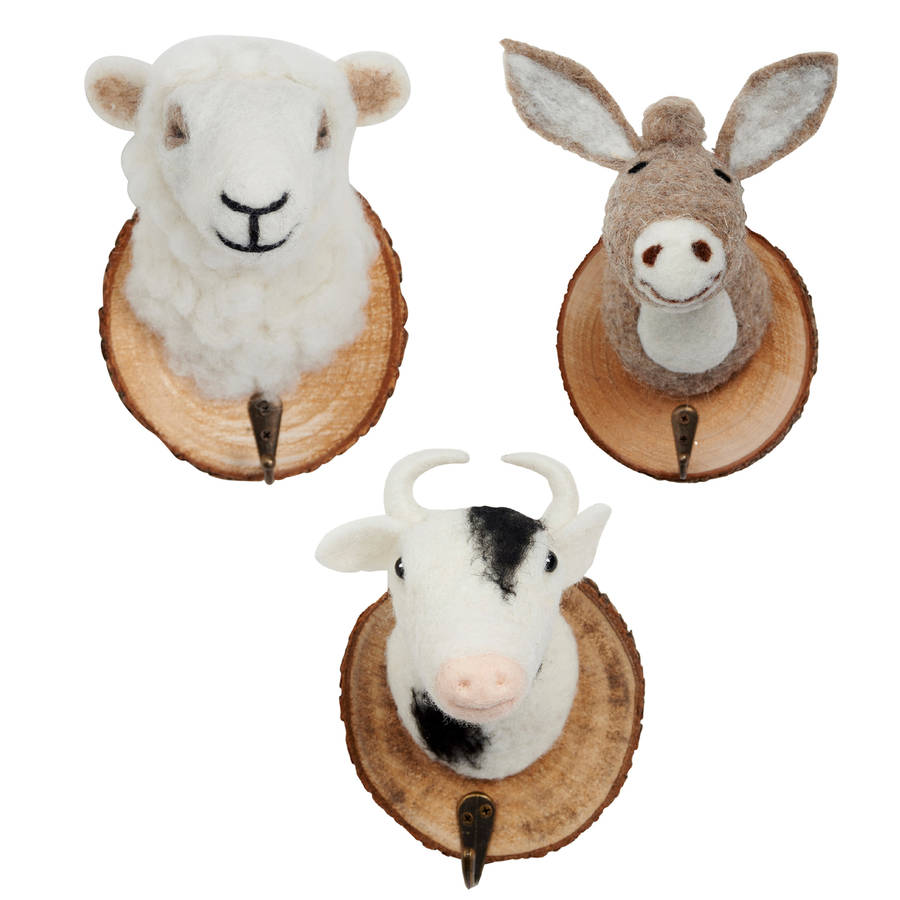 felt animal head wall hooks by twenty six degrees