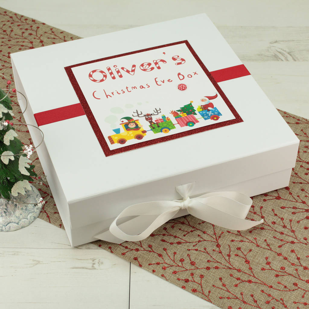 personalised santa's train christmas eve surprise box by dreams to