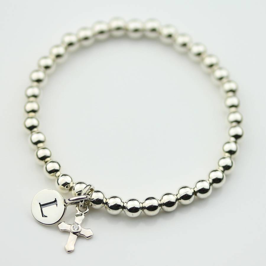 personalised childrens silver christening bracelet by nest