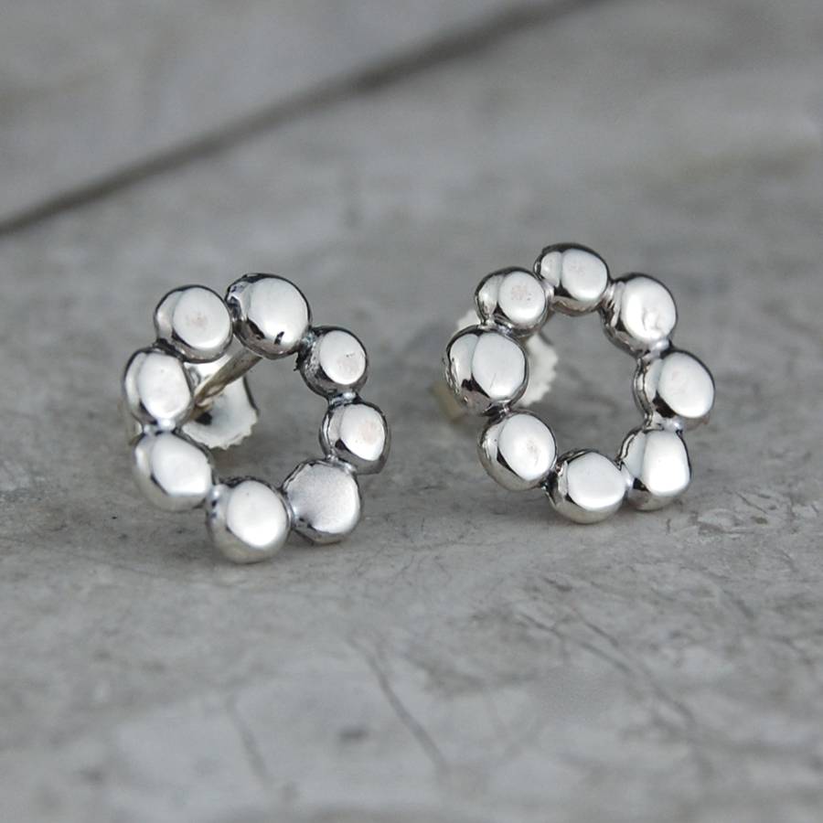 sterling silver pebble circle stud earrings by alison moore designs