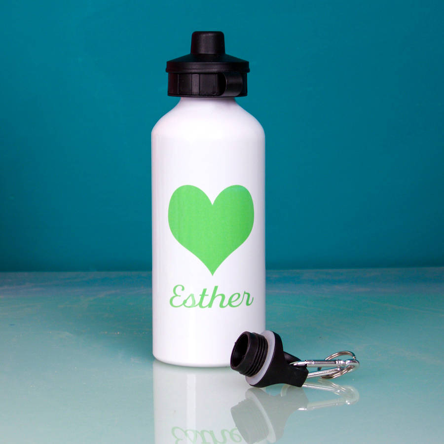 personalised bright heart water bottle by snapdragon