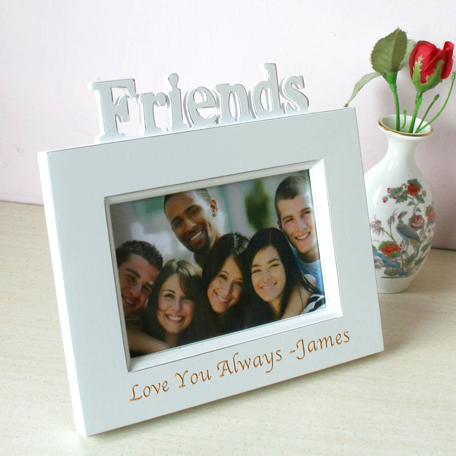 personalised friends photo frame in white by