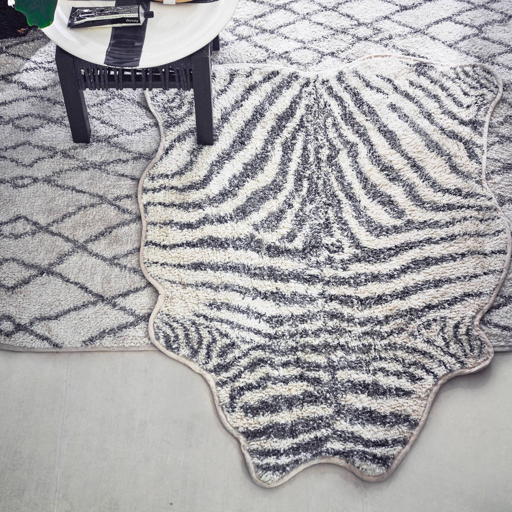 zebra bath mat 85x100cm by the little house shop