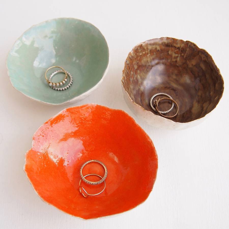 handmade round glossy ceramic ring dishes by