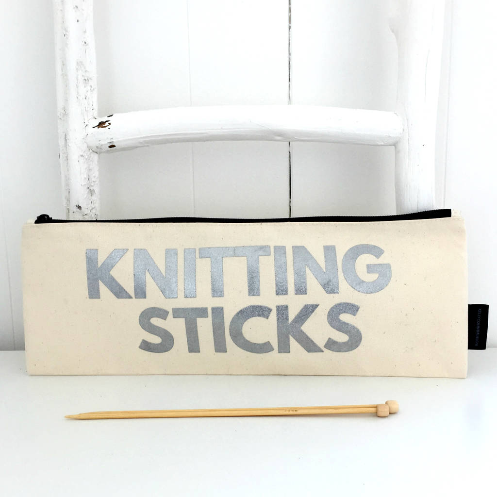 'knit me' knitting needle zipper bag by kelly connor designs