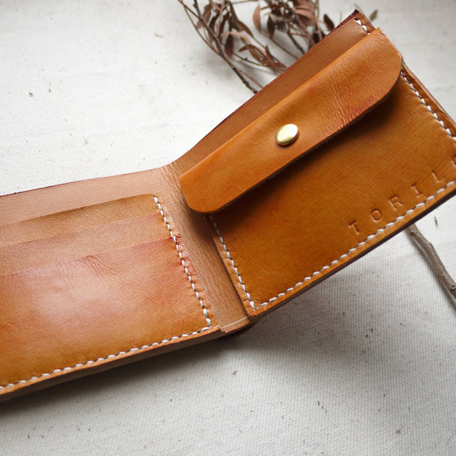 handmade leather simple wallet, 3rd anniversary gift by tori lo designs | 0