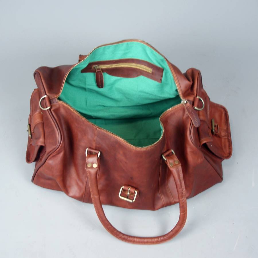 vintage style brown leather bowling bag by vintage child