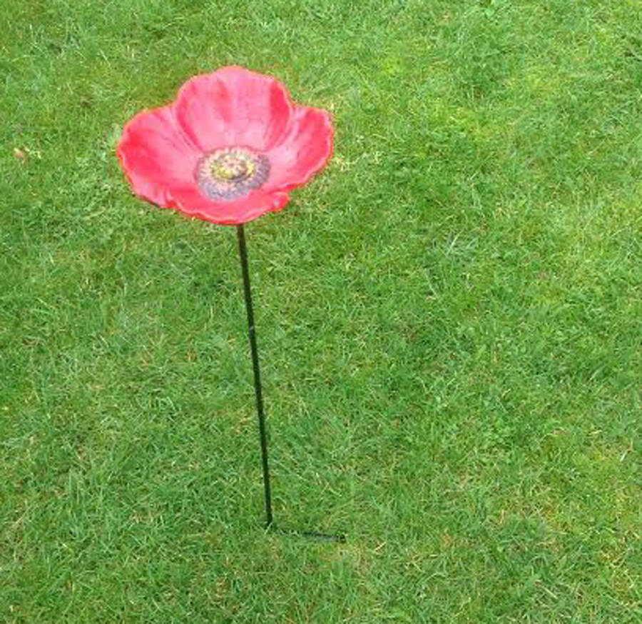 Cast Iron Poppy Bird Feeder Garden Ornament