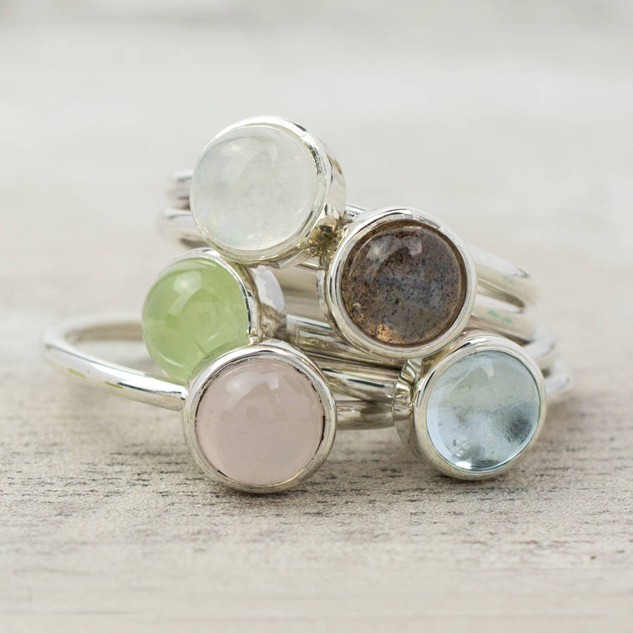 genuine gemstone silver stacking ring by alison moore designs