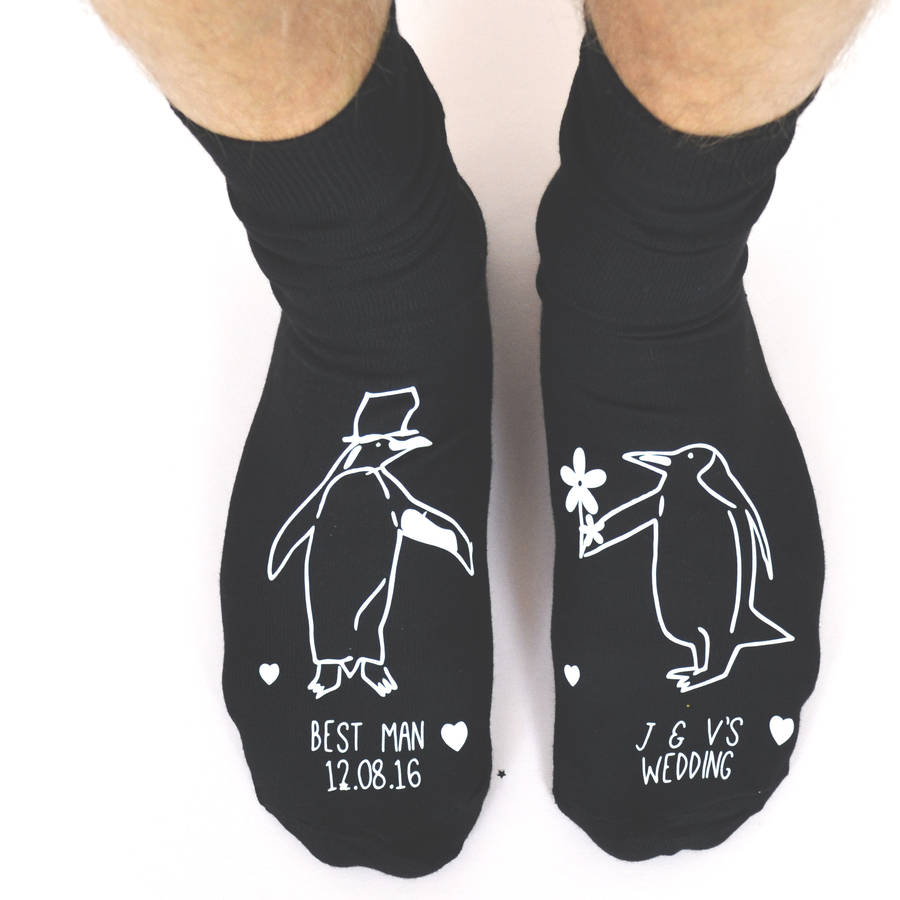 Penguin Personalised Groomsman Socks By Solesmith