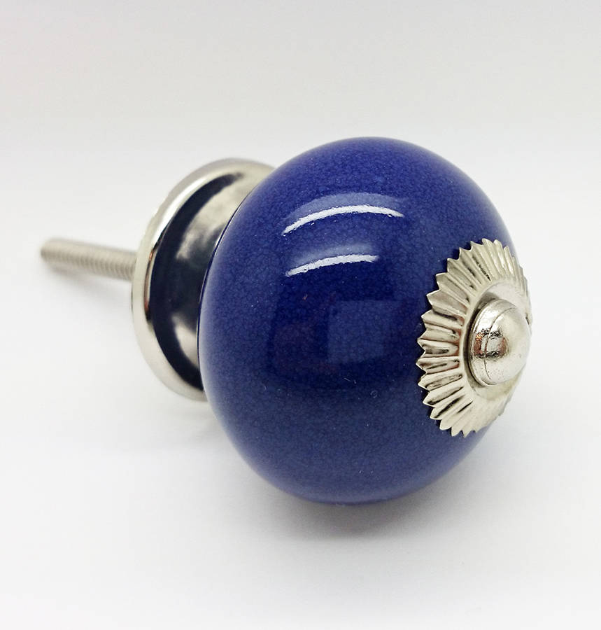 dark blue ceramic door knobs cupboard drawer handles by g decor