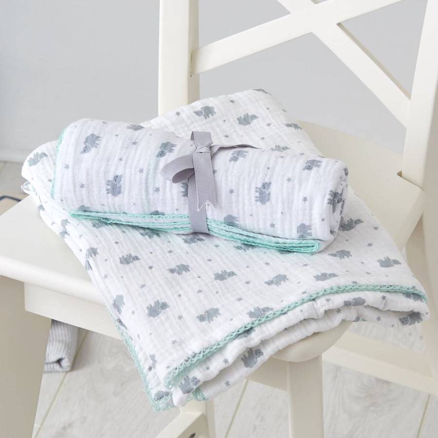 little lamb print muslin baby swaddle by albetta