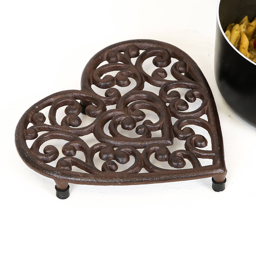 cast iron traditional heart trivet by dibor