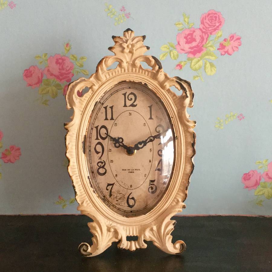 vintage pewter oval clock by pink pineapple home & gifts