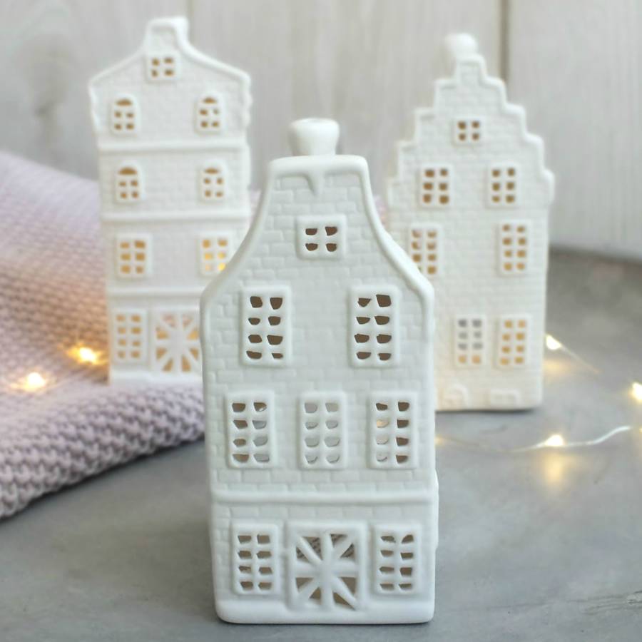porcelain house tea light holder by magpie living