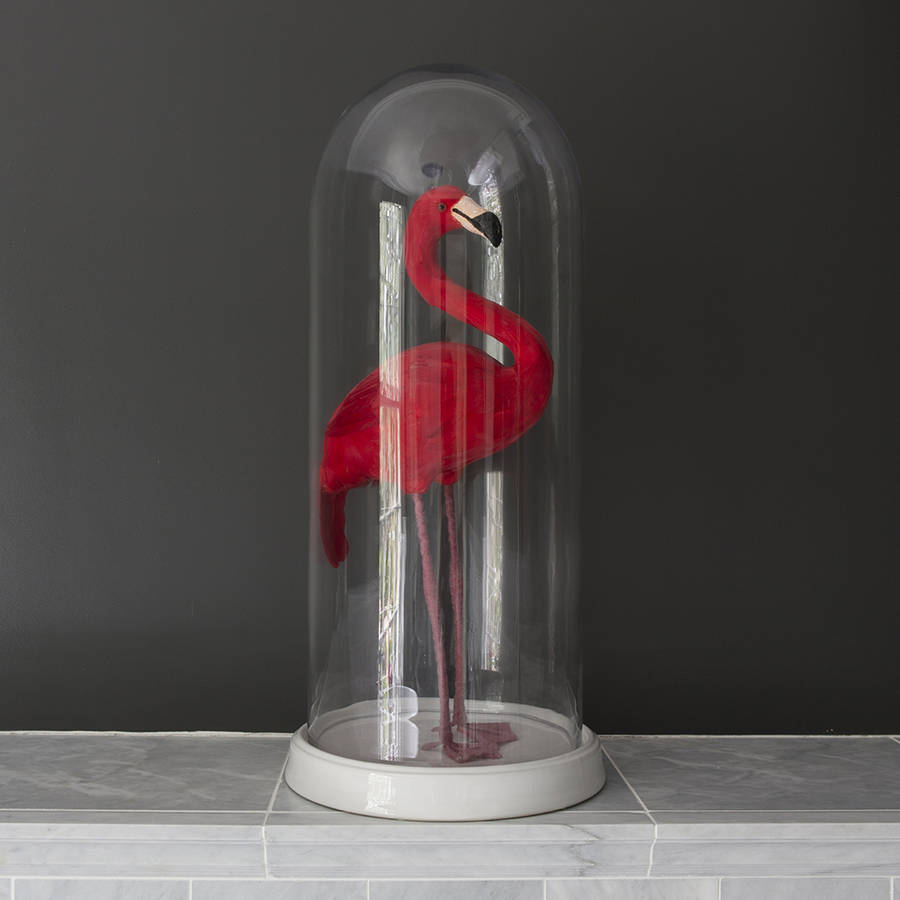 glass dome bell jar with ceramic base by i love retro