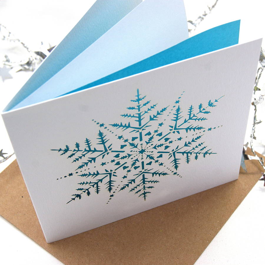 Christmas Snowflake Ice Blue Laser Cut Card By The Hummingbird Card