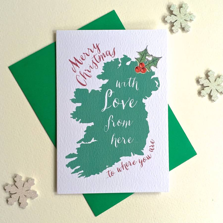 ireland map happy christmas card by arbee