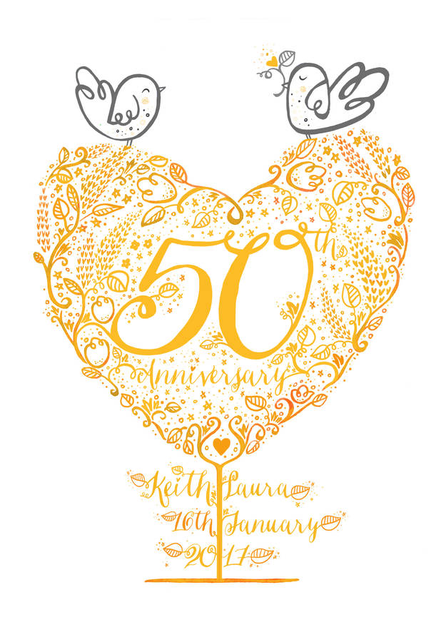 50th golden wedding anniversary gift print by wetpaint ...