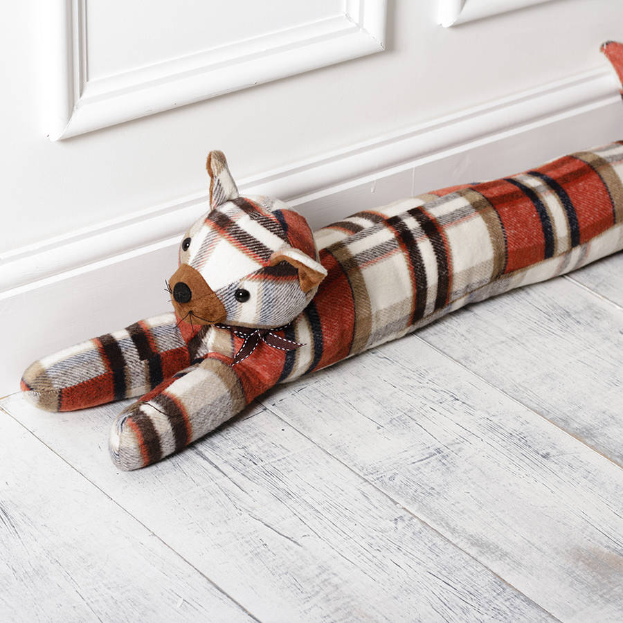 brown tartan cat draught excluder by dibor