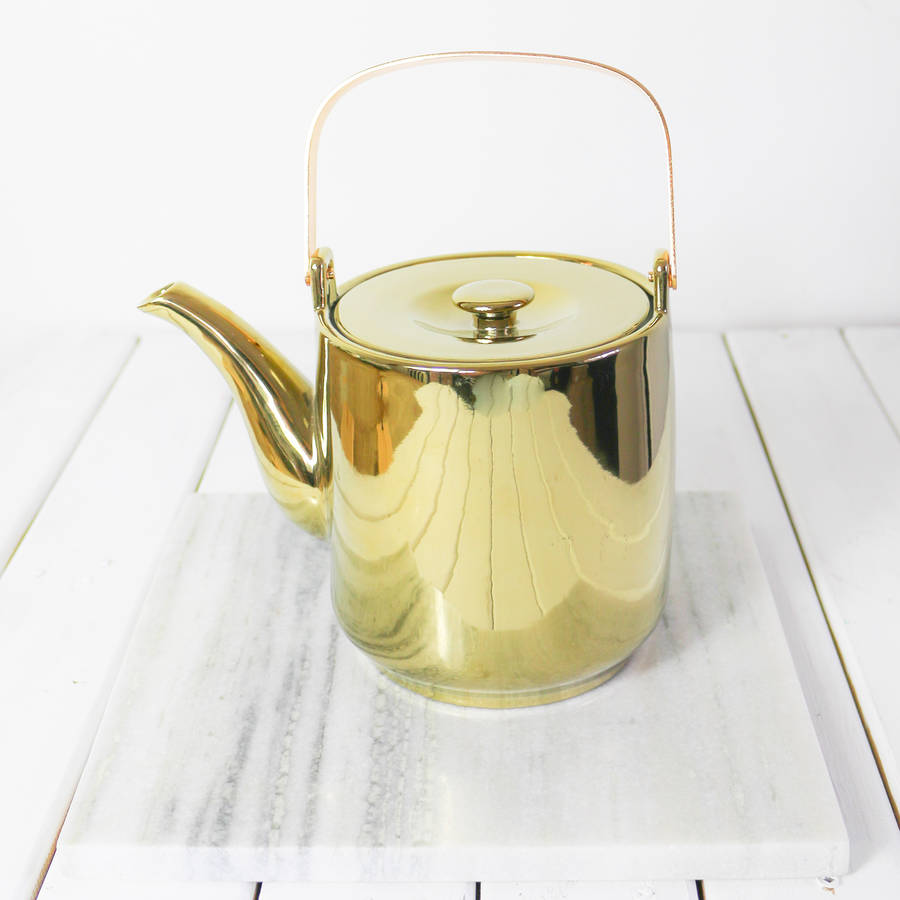 tea pot, gold by bonnie and bell