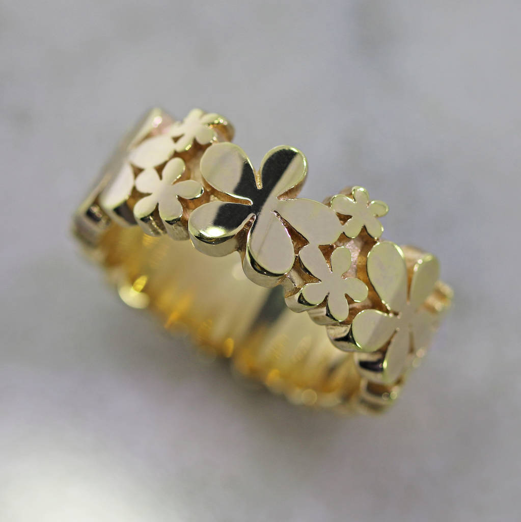 yellow gold daisy ring by flawless jewellery