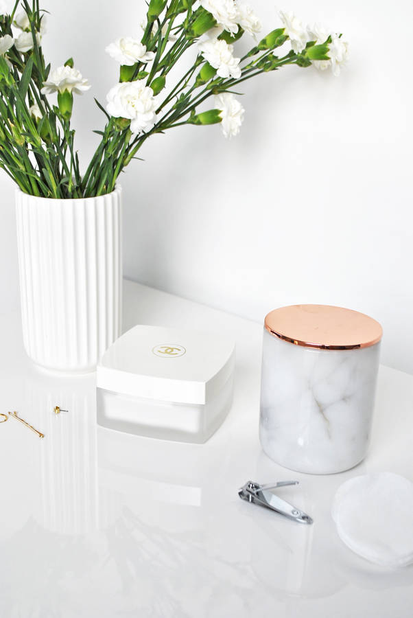 marble jar with copper lid by skandidesign