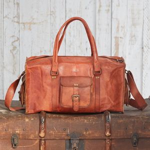 leather hand luggage holdall