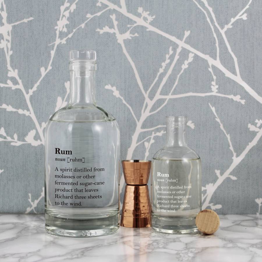 funny personalised rum definition bottle by copper and sable