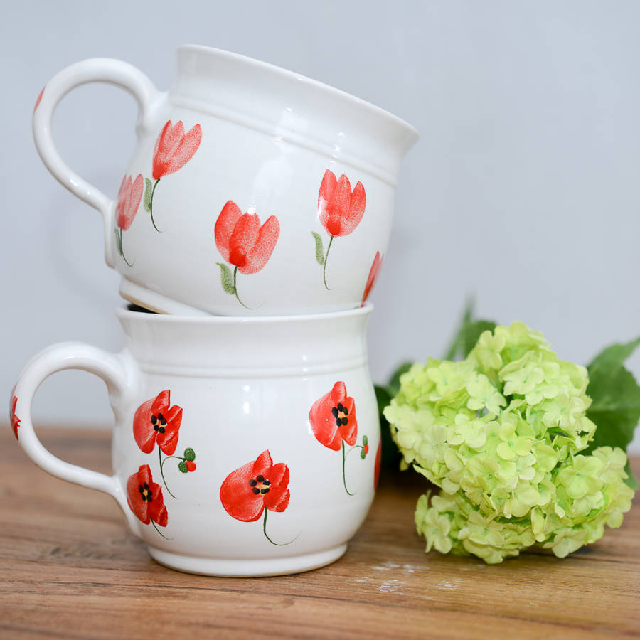 handmade tulip tea cup by terry pottery