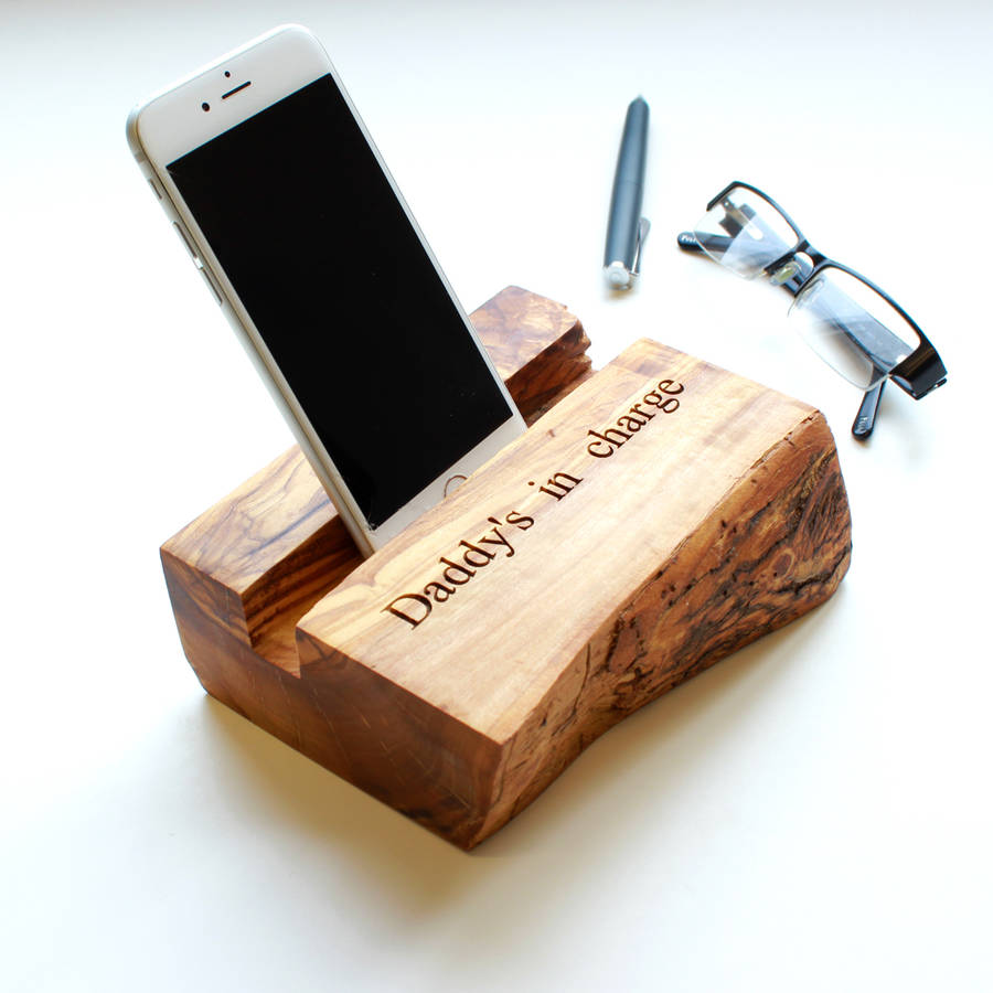 Natural olive wood smartphone dock/stand by the rustic dish ...