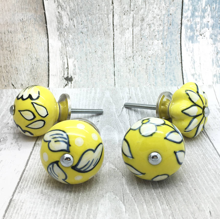 yellow ceramic door knobs cupboard drawer handles by g decor