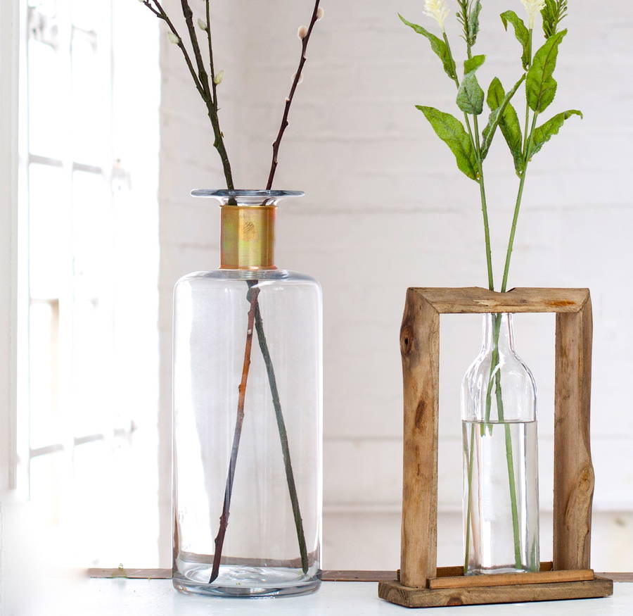 gold inlaid tall stem vase by the forest & co
