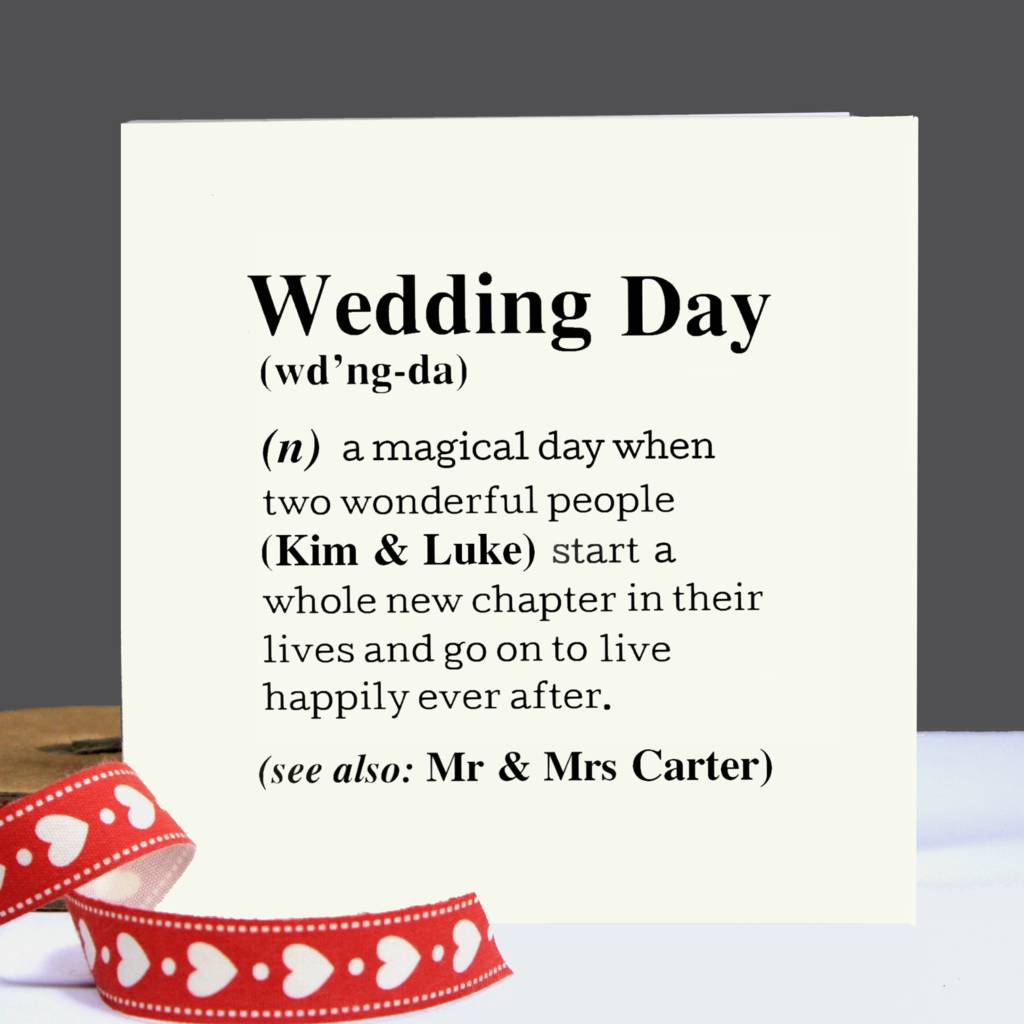 personalised 'wedding day' definition card by betsy jarvis
