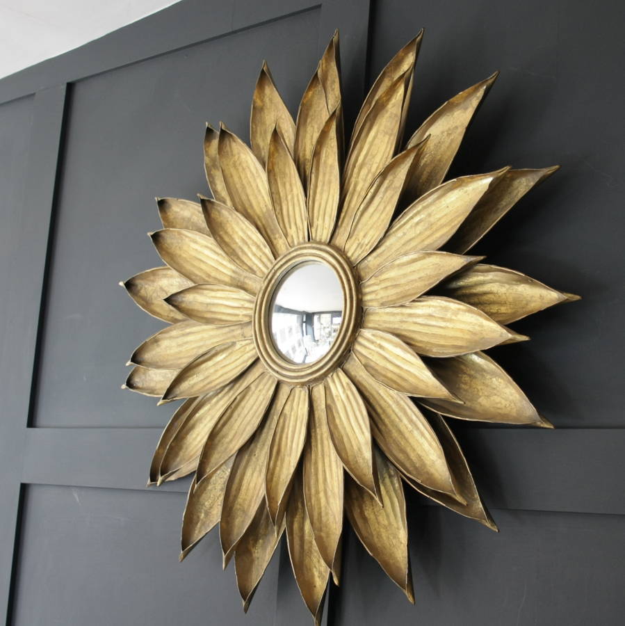 antiqued gold sunflower wall mirror by ella james