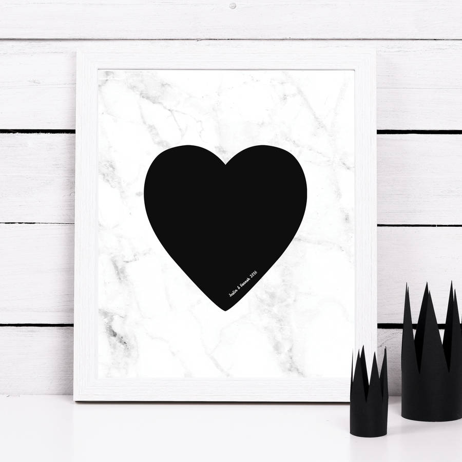 personalised marble heart print by elephant grey