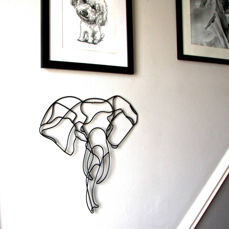 elephant wire wall art by london garden trading