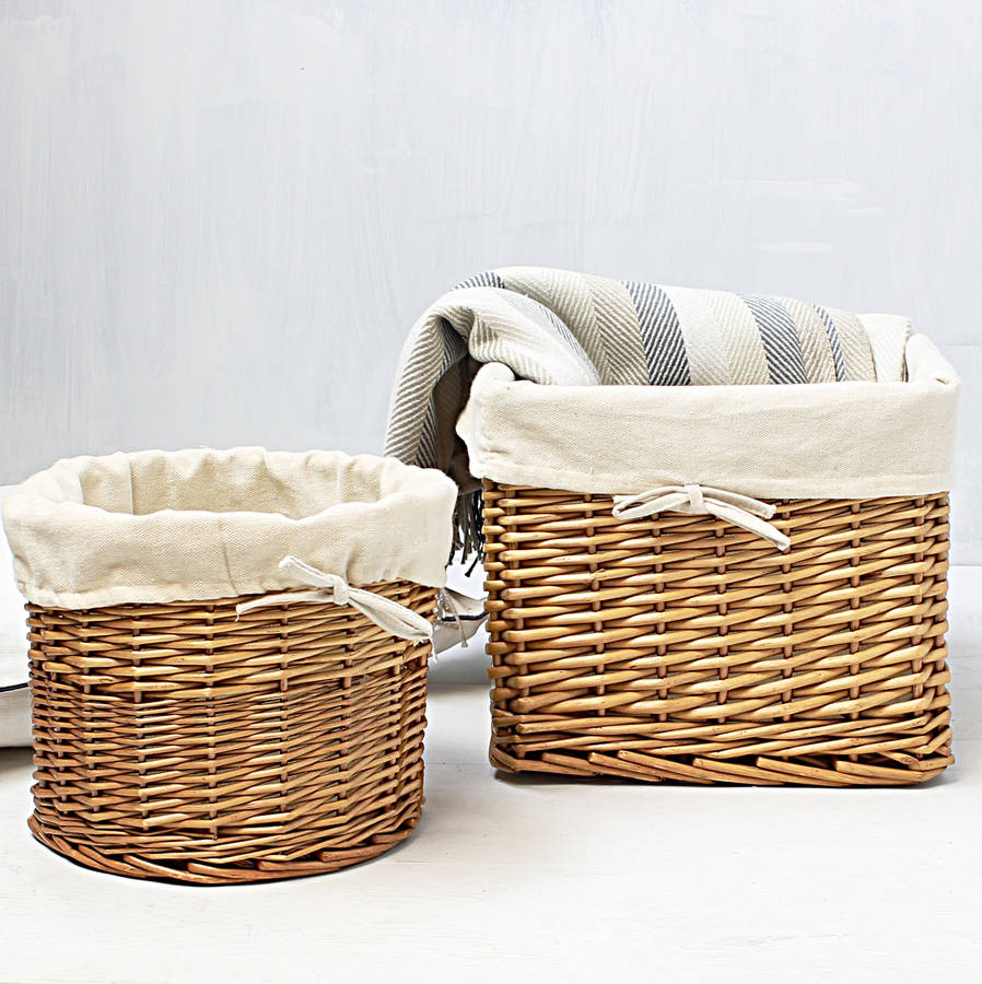 honey willow lined storage basket by marquis & dawe