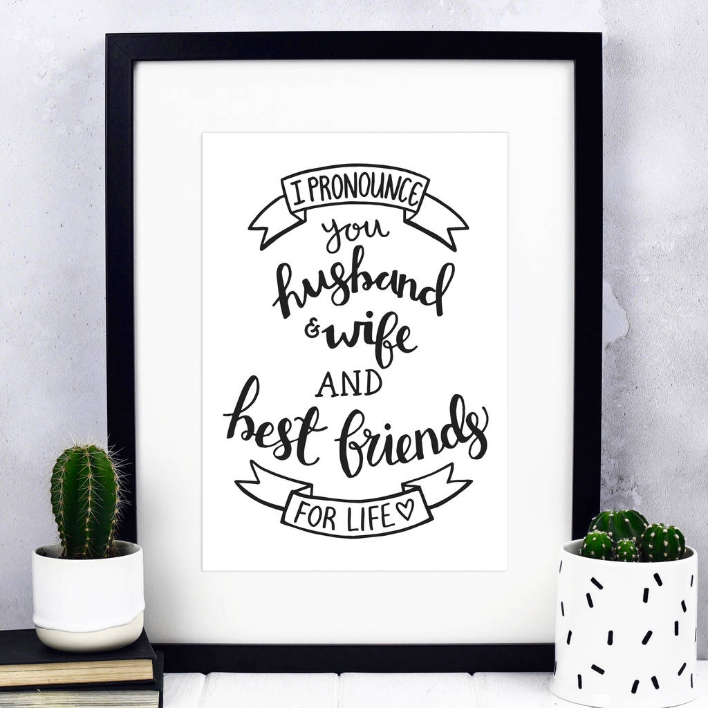'i pronounce you husband and wife' wedding print by izzy & pop